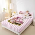 thumbnail image 3 of Erosebridal Cartoon Pink Car Queen Sheet Sets,Happy Easter Eggs Modern Geometric Lines Bed Set For Kids Girls 4pcs, 3 of 6
