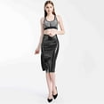 thumbnail image 3 of Fsqjgq Sexy Shiny Leather Skirts for Women High Waisted Slim Straight Pencil Skirt Ruched Sequin Clubwear Party Skirts Yellow Skirt 2XL, 3 of 4
