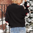 thumbnail image 4 of Herrnalise Women's Knitted Crop Tops Christmas Santa Claus Print Round-Neck Long Sleeve Sweater Tops Pullover Jumper Sweaters, 4 of 6