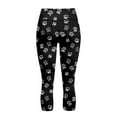 thumbnail image 5 of SCRAWLGOD Paws Print Black Women's Capri Yoga Pants with Pockets High Waisted Legging, Active Breathable Yoga Pants with Tummy Control for Workout Running Gym, XXL, 5 of 7