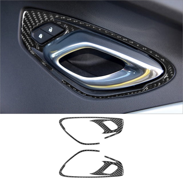 Real Bright Soft Car Interior Carbon Fiber Sticker Decoration2Pcs For Chevrolet Camaro 2016-2022 Carbon Fiber Interior Door Handle CoverAuto Car Protection Interior Accessories