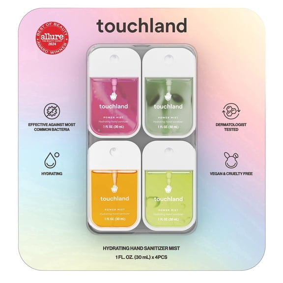 Touchland Power Mist Hydrating Hand Sanitizer, 1 fl oz, 4-pack