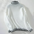 thumbnail image 5 of Ediodpoh Striped Pullover High Neck Loose Plus Size Sweater Comfortable and Warm Oversized Sweaters for Women White S, 5 of 6