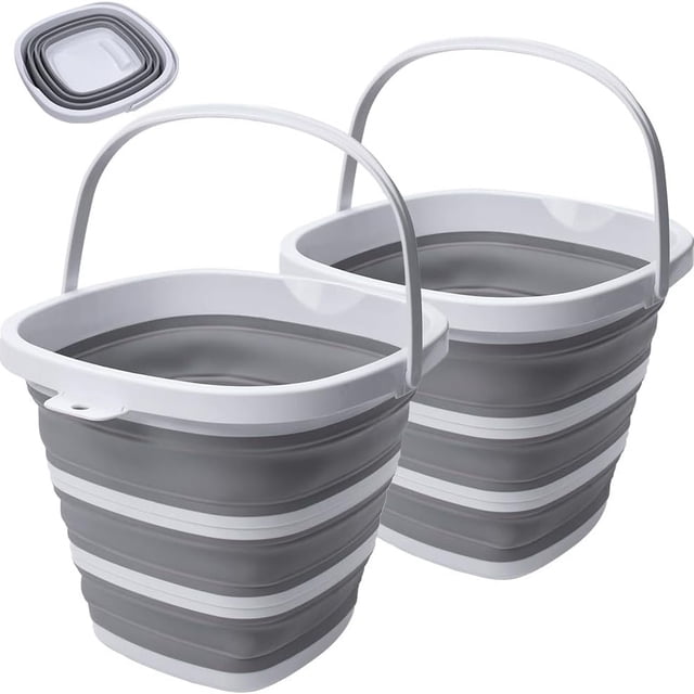 Paquete de 2 Cubos de Plástico Plegables, Cubos Rectangular Plegable, Cubo de Limpieza Plegable, Cubo de Agua Portátil de Pesca, Cubeta de Plástico Portátil, Folding Bucket