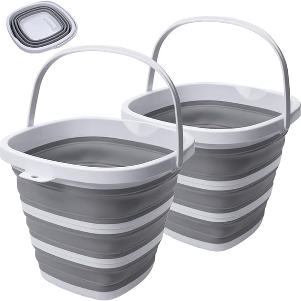 Paquete de 2 Cubos de Plástico Plegables, Cubos Rectangular Plegable, Cubo de Limpieza Plegable, Cubo de Agua Portátil de Pesca, Cubeta de Plástico Portátil, Folding Bucket