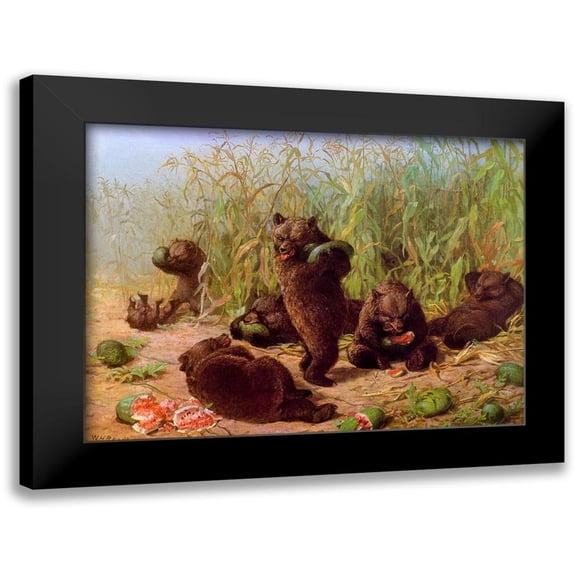 Beard, William Holbrook 14x11 Black Modern Framed Museum Art Print Titled - Bears in the Watermelon Patch
