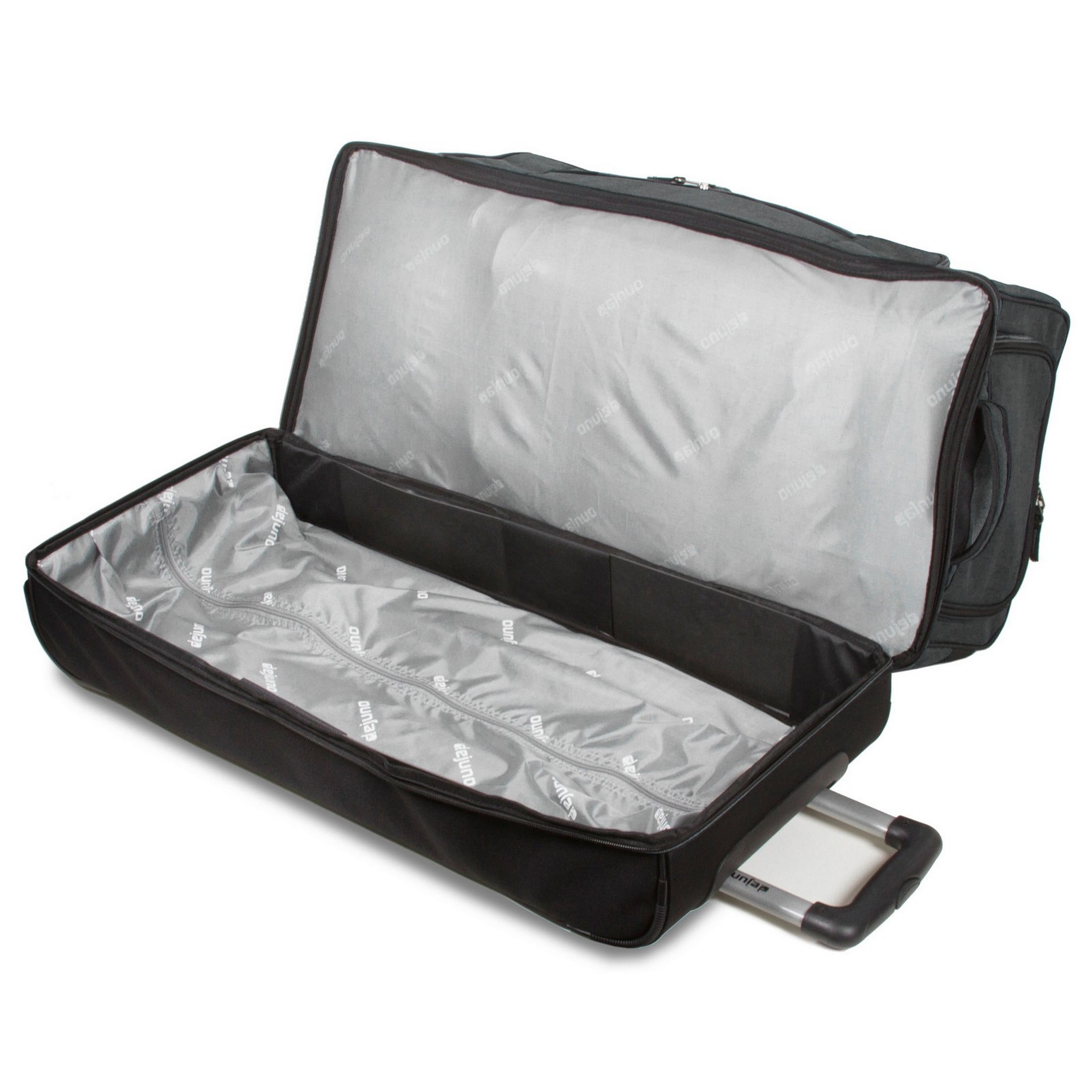 Dejuno 32-Inch Lightweight Denim Drop Bottom Rolling Duffel Bag -Black