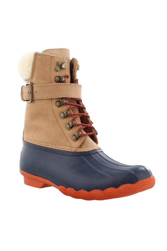 Women's Shearwater Duck Inspired Wet Weather Boots Tan/Navy (7.5M)