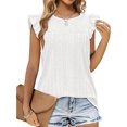 thumbnail image 1 of Blusa de manga con volantes para mujer, cuello redondo, elegante, transpirable, para uso diario, 1 of 6