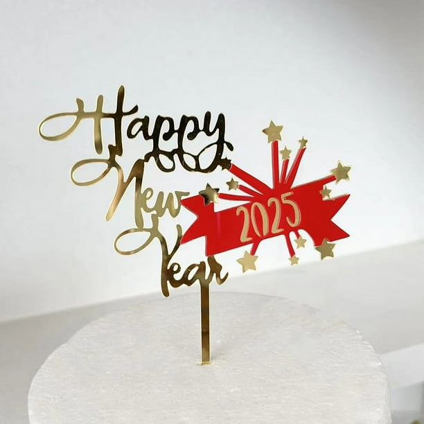 5 piezas de decoraciones de postres para tartas, adornos para tartas, cupcakes, fiestas de Año Nuevo, adornos para tartas, fiestas de Año Nuevo