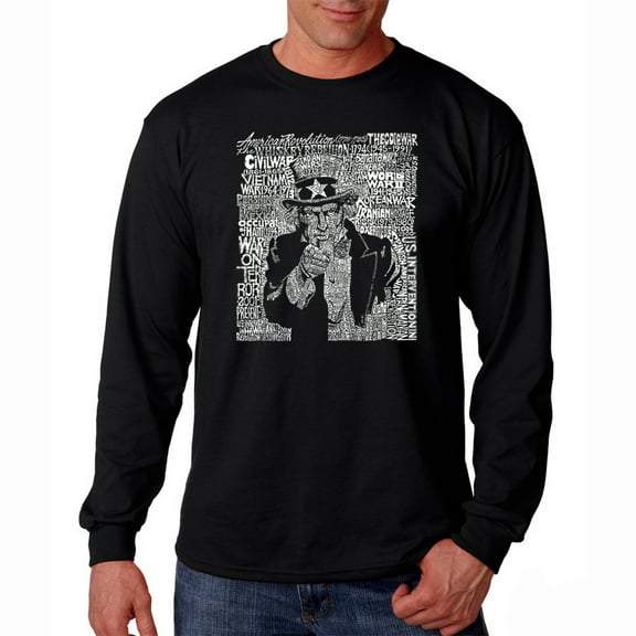 LA Pop Art Men's Word Art Long Sleeve T-shirt - UNCLE SAM