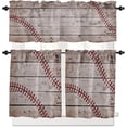 thumbnail image 1 of Baseball Valances for Windows,American Sports Kitchen Curtains,Bathroom Curtains Window Rod Pocket Short Curtains,Kitchen Window Curtains Over Sink,3PCS Small Window Curtains,Valances for Kitchen, 1 of 5