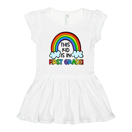 

Inktastic This Kid is in 1st Grade Cute Rainbow and Clouds Gift Toddler Girl Dress