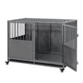 thumbnail image 2 of 48" Heavy Duty Dog Crate, Cage Kennel Metal Pet Playpen with Wheels and Tray, Double Doors Lockable Indoor Dog Kennel, 2 of 9
