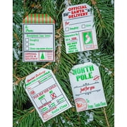 From Santa Christmas Gift Tags Holiday Present Stickers White Semi Gloss 4 Different Designs 2 x 3 Inch 100 Total Labels