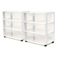 thumbnail image 1 of Homz Tour de Rangement Roulante Compacte en Plastique à 3 Tiroirs Transparents, Blanc, Lot de 2, 1 of 10