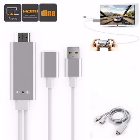 Wireless Cable Tv Adapter - 6.6ft/2M 3in1 1080P HD Wireless HDTV DLNA Air play Display Dongle Cable Adapter For IOS Smartphone Support H DMI Output Projector