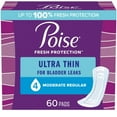 thumbnail image 1 of Poise Ultra Thin Incontinence Pads for Women, 4 Drop, Moderate Absorbency, Regular, 60Ct, 1 of 6