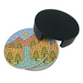 thumbnail image 3 of LNWH Non-Slip Decorative Drink Coasters, Vintage Sunset Watercolor Forest Pattern Drink Mats with Holder, 6 Pcs, 3 of 8