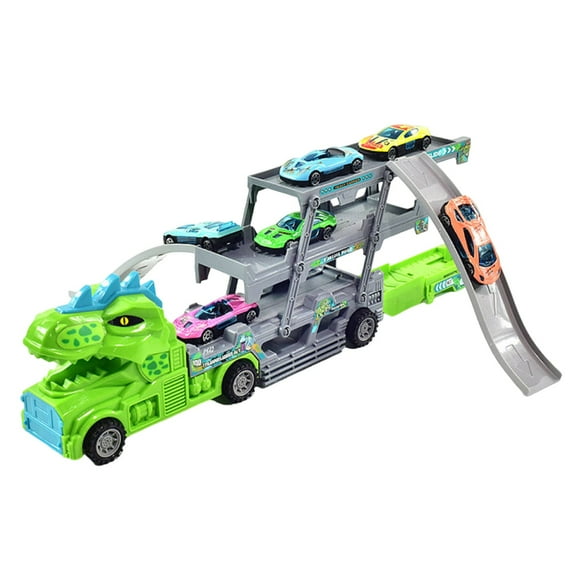 Juguetes de dinosaurios Juguetes de camiones para niños de 2 años con 2 pistas de carreras y 8 coches pequeños Edades 2-4 Juguetes para niños de 3 años