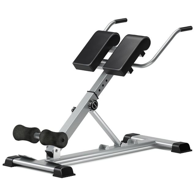 Soges Roman Chair Back Extension Machine, Hyperextension Bench for Hamstring, Glute and Lower Back, Adjustable and Foldable workout weight bench Exercise Fitness Equipment for Home Gym,Silver