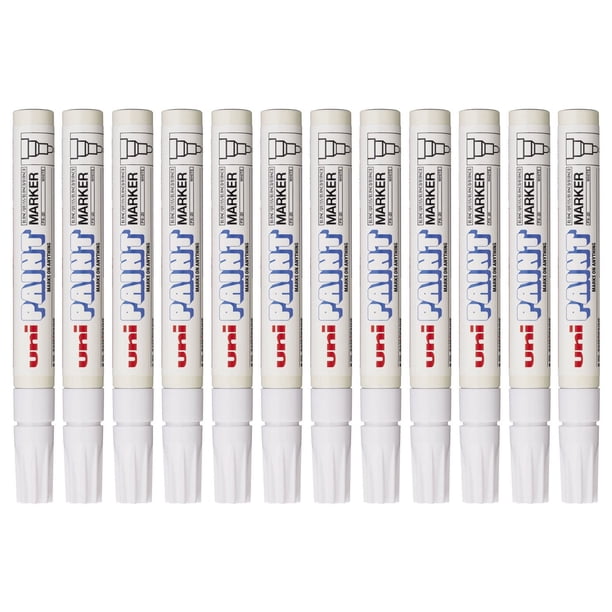 Marcador de pintura Uni-Ball PX20 blanco con punta redonda, paquete de 12