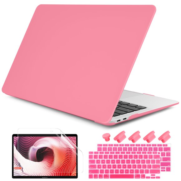 DONGKE pour MacBook Air 13 Pouces Case 2021 2020 2019 2018 Release A2337 M1 A2179 A1932, Étui Rigide en Plastique et Housse de Clavier Compatible avec MacBook Air 13 Pouces Retina Fits Touch ID, Hibiscus