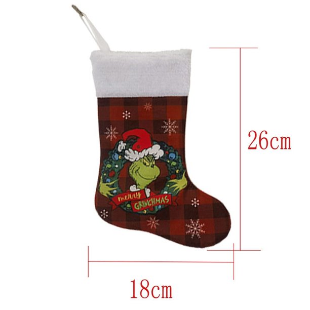 Nuevo calcetín de regalo y dulces de Navidad, bolsa de felpa decorativa, Grinch-chi, monstruo del Festival verde, bolsa de regalo de Nochebuena para niños