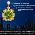 thumbnail image 2 of Gem Stone King 10K Yellow Gold Green Peridot and Diamond Accent Pendant Necklace for Women's (2.45 Cttw, Gemstone Birthstone, Cushion Cut 8MM), 2 of 6