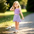 thumbnail image 2 of Toddler Girl 2 Piece Floral Print Outfits Solid Sleeveless Crop Tank Ruffle Hem Skirt Set Cute Summer Casual Wear, 2 of 7