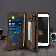 iPhone 6 Plus Wallet Case Detachable Slim Magnetic Snap Hard-Sided Exterior, Dark Brown