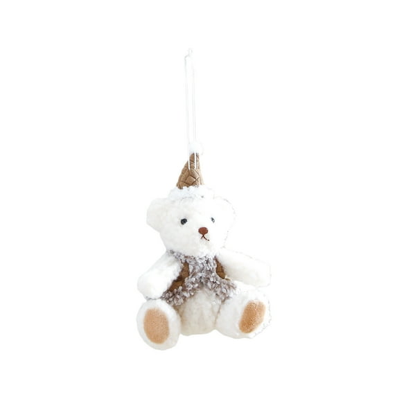 Christmas Bear Hanging Ornament – Cute Teddy Decor with Santa Hat for Car Mirror, Door Handle, Tree, or Fireplace Decoration