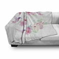 thumbnail image 2 of Hummingbirds Soft Flannel Fleece Throw Blanket, Tropical Flowers Flying Avian Animal Theme Wild Nature Blooms, Cozy Plush for Indoor and Outdoor Use, 70" x 90", Pale Green Pale Pink, by Ambesonne, 2 of 5