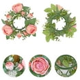 thumbnail image 3 of JWshufel Christmas Garland Mini Artificial Rose Candle Ring Full Realistic Floral Wreath for Wedding Centerpiece Home Door and Mantel Holiday Decor Festive Gift Idea 7.9in Pink, 3 of 6