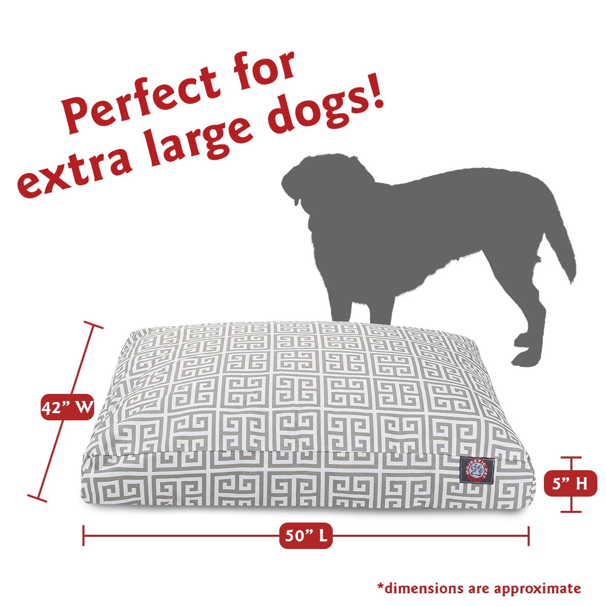 Majestic Pet | Towers Rectangle Pet Bed For Dogs, Removable Cover, Grey, Extra Large