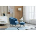 thumbnail image 2 of 28.75'' Wide Modern Wool Accent Armchair With Ottoman & Gold Leg-Blue Gray, 2 of 7