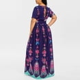 thumbnail image 3 of Robe Longue Décontractée à Manches Courtes et Col en V Imprimée Papillon pour Femmes Grande Taille, 3 of 8