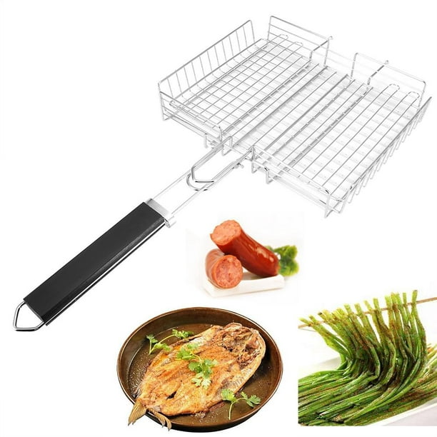 Fdit Bbq Net Square Grilled Fish Chicken Net Clip Hand Held Grill Mesh Wire Clamp, Chicken Net
