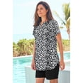 thumbnail image 3 of Swim 365 Women's Plus Size Split-Neck Short-Sleeve Swim Tee With Built-In Bra, 3 of 6