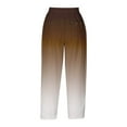 thumbnail image 4 of CLOISE Capris for Women with Pockets Stretch Wide Leg Pants Elastic High Waisted Palazzo Pants Petite Summer Casual Fashion Gradient Color Loose Lightweight Cropped Flowy Trousers Brown L, 4 of 5