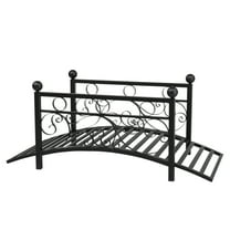 Zimtown 3.3' Metal Garden Bridge Decorative Arch Walkway w/ Guardrails, Black