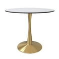 thumbnail image 2 of LeisureMod Round Dining Table Modern 31" Sintered Stone Tabletop with Gold Steel Pedestal Base for Kitchen and Living Room Bristol Series in Natural Wood, 2 of 10