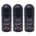 thumbnail image 2 of Nivea Men Deep Black Charcoal Espresso Roll-On Deodorant, Charcoal-Inspired Deep Clean Feel, Rich Coffee-Inspired Scent, 50ml - Pack of 3, 2 of 3