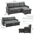 thumbnail image 4 of Convertible Sofa Bed, L Shaped Pull Out Sleeper Couch Bed, 2 in 1 Sleeper Sofa with Storage Chaise, Reversible Sectional Couches for Living Room Office Apartment,Dark grey, 4 of 9