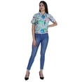 thumbnail image 5 of Moomaya Printed Short Top For Women Summer Casual Zip Collar Tee T-Shirts, 5 of 8