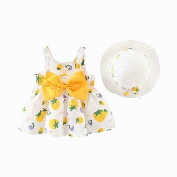 Kogui Toddler Girls Dresses Party Girls Short Sleeve Dress Summer Kids Toddler Twirl A Line Solid Color T-Shirt Dress for School Casual 1T 2T (Yellow,1-2 Years)