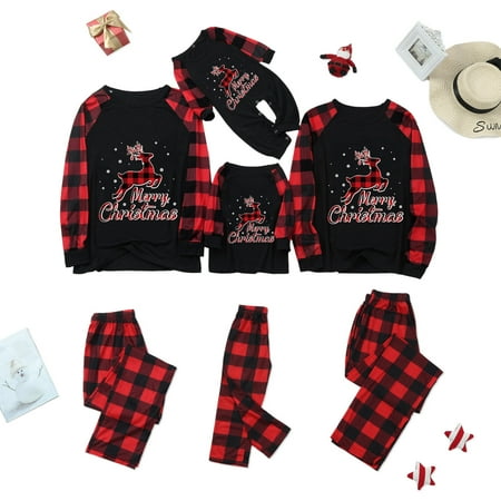 

wofedyo Merry Christmas Elk Loungewear Christmas Family Matching Pajamas Women Men Kids Sleepwear