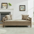 thumbnail image 2 of 75.2'' Wide Upholstered Chaise Lounge Indoor with Nailheads,Chenille Sleeper Sofa Couch With 4 Throw Pillows&2 Bolsters,Daybed with Rubberwood Legs For Living Room,Bedroom, Apartment,Guestroom,Taupe, 2 of 9