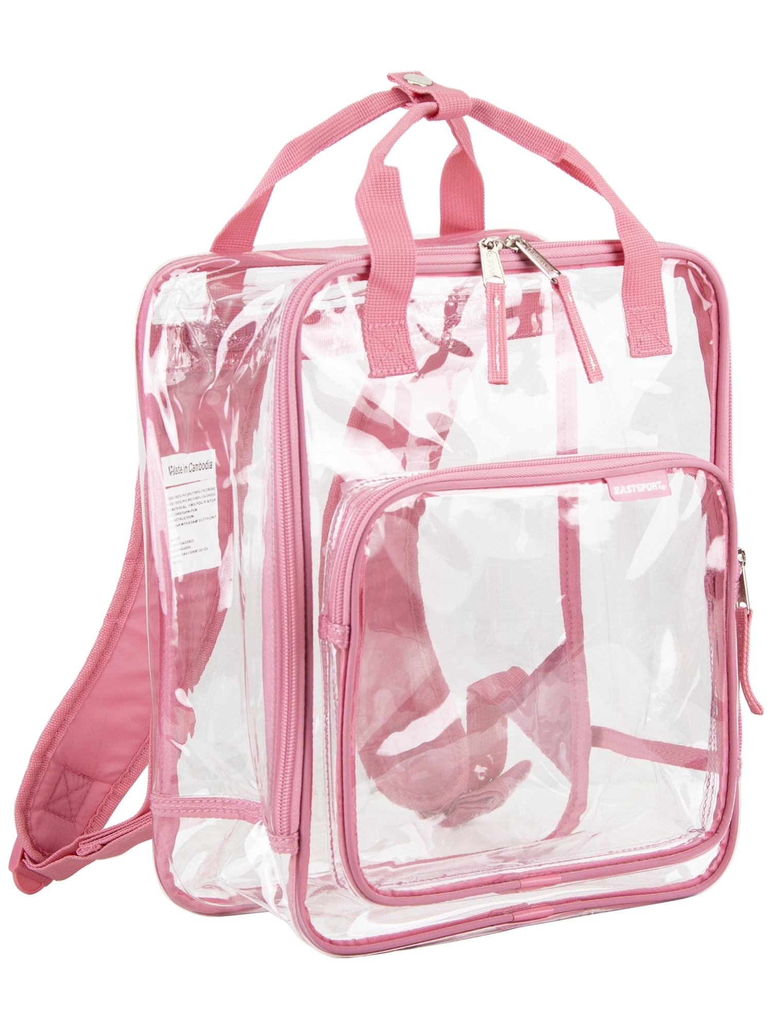 Eastsport Double Handle Clear Backpack, Pink Lemonade