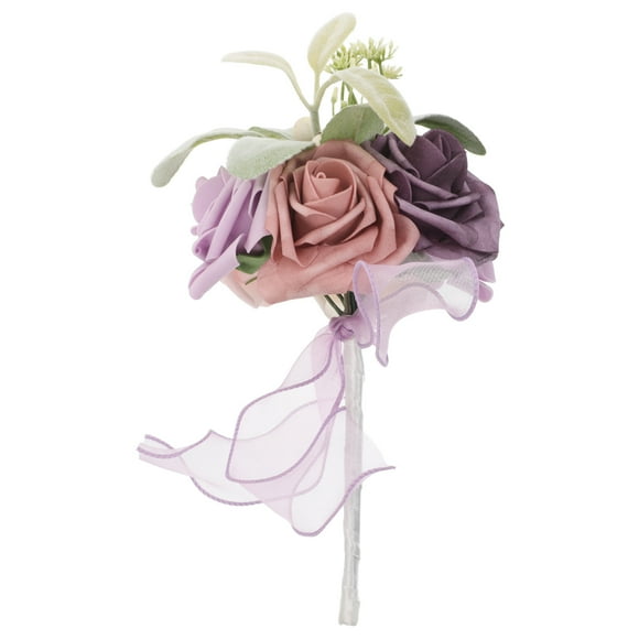 CHICHUMID Wedding Hand Flowers Artificial Roses Flowers for Wedding Lavender 1Set